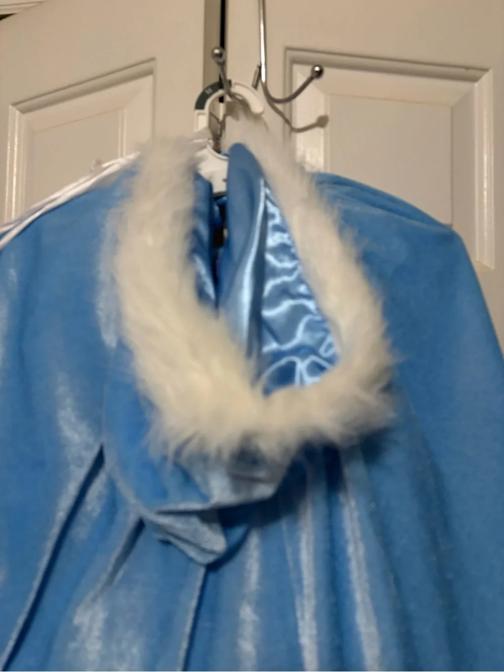 Blue Princess Cape and Gown Kids Costume with White Trim